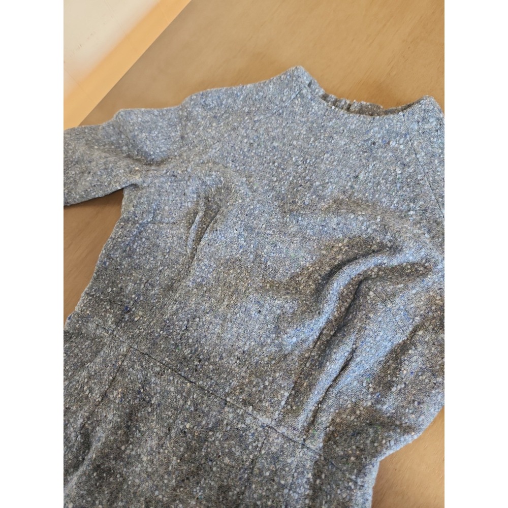Vintage 1950s-60s Blue Tweed Wool Wiggle Dress Mid-Century Mod Pencil Sheath Sm - Picture 10 of 16